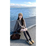 Fongt Korean New Lazy Style Retro Knitted On The Female Leopard Dress Autumn And Winter Fashion Set