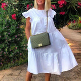 Colors And Six Yards A Lot Of Women's Loose Folds Short-Sleeved Dress Pure