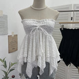Fongt Shooting Holiday Wind Bra Strap With Bow Irregular Dress Loose Thin Short Sleeveless Top 9568