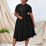 Fongt African Large-Size Women's 2025 Summer New Elegant Dress A-Sleeved Dress