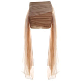 Fongt Summer New Sexy Chest Umbilled Vest High-Waisted Hip-Up Mesh Skirt