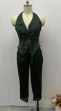 Fongt Summer Women's Solid Color Sexy Big Back Waist Vest Casual Suit-Outfit