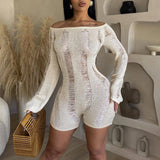 Sexy Cutout Thin Long-sleeved Round Neck