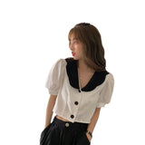 And White T-Shirt Women's Summer New French Gentle Korean Style Temperament Short-Sleeved Small Short-Sleeved