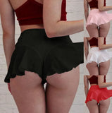 Women's High-Waisted Lotus Leaf Side Transparent Short Skirt Lined With Mini Tight-Fitting Bikini Pouting Fitness