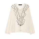Fongt For Women's INS Burst Cascade Decoration Translucent Shirt + With Belt Hanging Skirt