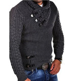 Fongt Ebay New Men's Sweater Long Sleeve Leather Buckle Top Jumper