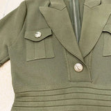 QUALITY Newest 2023 Designer Runway Fashion Women's Short Sleeve Notched Collar Lion Buttons Knitted
