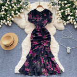Fongt Cold Sister Goddess Fan Dress Heart Machine Draw Folding Belt Irregular Chopped Fishtail Skirt Dress