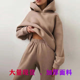 Fongt And Winter Women's Casual Fashion Thick Long-Sleeved Trousers Two Sets