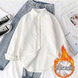 Fongt Velvet Shirt Women's Autumn And Winter 2025 New Design Sense Small Long-Sleeved Shirt Under The College Wind Thicker Shirt