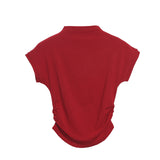 Real Shoot Half-High Collar Hottie Folded Slimmed Short T-Shirt Jacket Woman