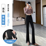 Fongt Thigh Pants Women's Summer Thin Ice Silk High Waist Thin Feeling Small Open Casual Suit Trumpet Pants