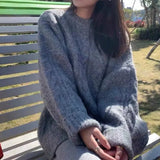 Fongt Winter Korean Version Loose Joker Knit Sweater Coat Tide Languid Lazy Wind Student Restore Ancient Ways Mahua Pure Color Add Thick Sweater Female-Outfit