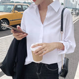 New Arrival Women Solid Black Chiffon Blouse Long Sleeve Casual Shirt Women's Korean BF Style Chic Tops Feminina Blusa