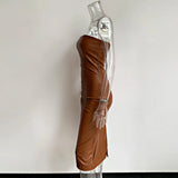 2021 New Arrival Brown Solid Color Vestidos Sleeveless Strapless Outfit Skinny Elegant Party Night Long Dresses For