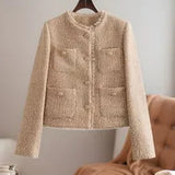 Fongt New Women's Coarse-Spinning Pure Color Casual Coat Short Coat Women