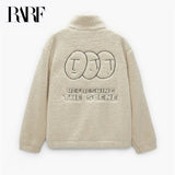 Men's Winter 2021 New embroidered Lamb jacket with fleece and thick warm high collar