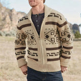Size 4xl Men Turn Down Collar Zipper Sweater Classic Autumn Winter Male Long Sleeve Knitted Coat Gentleman Retro