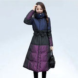 Coat Women Thicken Fashion Casual Stitching Down Cotton Jacket Simple Temperament Slim Warm Parka Collar Female