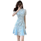 Fongt 2025 New Chinese Embroidery Desire Style Super Fairy Temperament Harvesting Girl Improves Cheongsam裙s