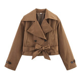 Fongt Tie With Long-Sleeved Wind Coat Jacket 2025 New Products In The Spring And Autumn