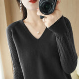 Fongt Out Makes Bottom Unlined Upper Garment Female Autumn Dong New Style Sweater Inside Jacket Long Sleeve Sets Foreign Style Slim V Gets Sweater Female-Outfit