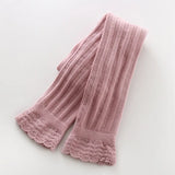 0 to 8 Yrs Spring Autumn Double Needle Leggings Girl Combed Cotton Ribbed Leggings Baby Soft Lace Knitted Pant For