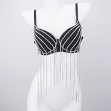 Tassels Rhinestone Corset Sexy Backless Sleeveless Crop Tops Women Slimming Bra Top Nightclub Party
