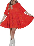 Fongt Direct Selling Sleek Round-Neck Loose Waist Short-Sleeved Dress Banquet