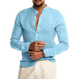 Fongt Explosion Autumn/Winter V-Neck Linen New Cardigan Long-Sleeved Men's