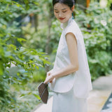 Fongt Chinese Cheongsam Improved Young White Certificate Registration Engagement Retro Dress Dress Set Bridal Toast