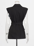 Fongt Suit 2025 Autumn New Fashion Niche Cross-Tape With Sleeveless Blazer Woman Trend