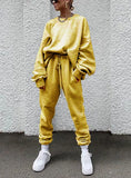 Fongt 2024 Women's New Ebay Burst Pure Color Long-Sleeved Trousers Loose Casual Suit