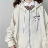 Fongt Soft Sister Student Cartoon Meal Jk Coat Zipper Koloumi Cotton Hoodie Jade Cinnamon Dog Print