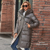Winter Down Jacket Women Warm Long Classic zipper Belt Design Pocket Hooded Slim Parkas Female Coat