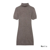 Fongt Winter Women's Temperament Thin With Cushioned Shoulder Knit Dress