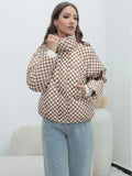 Plaid Women's Coat Bread Jacket Warm Down Cotton-Padded Jacket Women's Cotton-Padded Jacket-Outfit