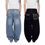 New Fashion Hip-Hop Jeans For Men And Women, Minority Chao Brand Embroidered Simple Straight Casual Pants-Outfit
