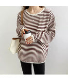 casual lazy style pullover striped sweater loose top