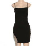Fongt Summer New Women's Pendant Hem With A Word Collar Sexy Backless Dress