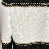 QUALITY Newest 2023 Fall Winter Designer Jacket Women's Color Block Patchwork Wool Blends Tweed