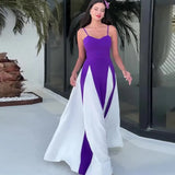 Fongt Summer New Fashion Match Gilled Waist Palette Sling Dress
