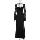 Fongt Small Sexy Lace Splicing Dress Dress Dress Woman Fashion Temperament Straight Fork