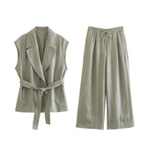 Fongt Vest 7768023 Wide Leg Trousers 7740102 Set
