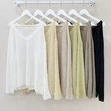 Shoulder Sexy Long Sleeve Cover Up Blouse Women Loose Sunscreen V-neck Tops Elegant Summer Casual Ice Knit Long Shirts