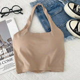 Camisole With Build-in Bras Girls Padded Tank Crop Top Summer Chic Women Soft Stretchy Cami Sleeveless Tees-Outfit