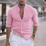 Fongt New Men's Summer Shirt Beach Shirts Long Sleeves Solid Hawaiian Holiday