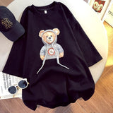 Womens T-Shirts Oversized Couple Tee Cute Diamonds Rope Bear Tshirt Summer Loose Casual Kawaii Crew Neck Tops Plus