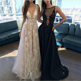 Fongt Summer New Women's Dress Sexy Lace Lace Deep V Sleeveless Evening